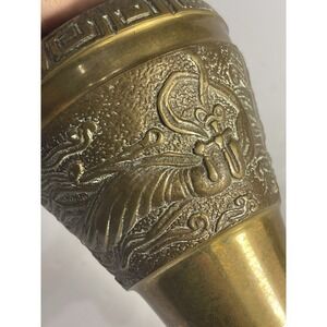 Vintage Mermaid Mystical Brass Vase MCM Maximalist Boho San Pacific Chic 7"